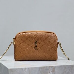 Yves Saint Laurent Tan Quilted Crossbody Bag